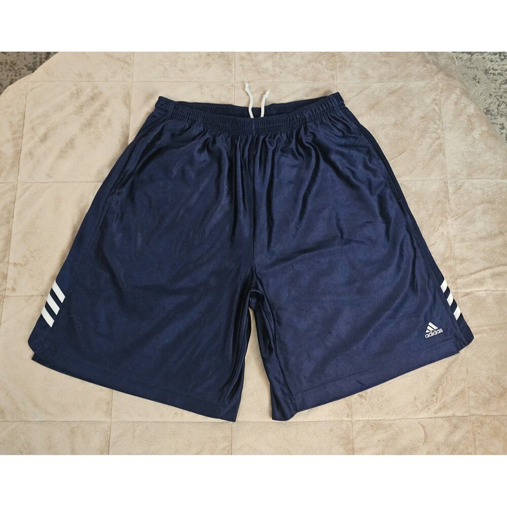 Vintage 2002 Adidas Dazzle Basketball Shorts Men's L Navy 3 Stripes Y2K Shiny